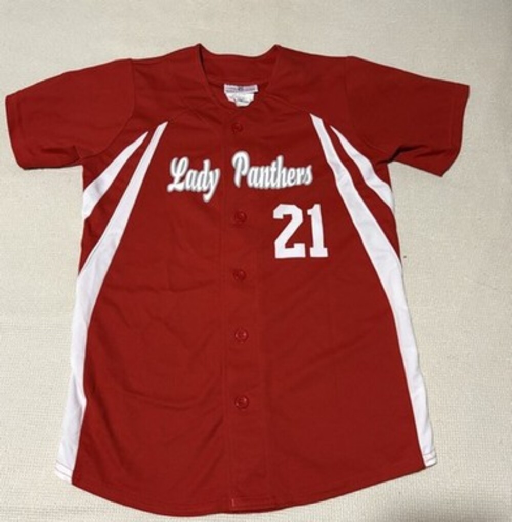 Teamwork Lady Panthers #21 Softball Jersey Red White Youth XL Button Front